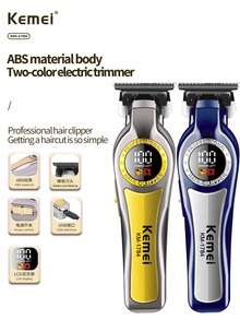 Cortadora de pelo eléctrica profesional Kemei KM-1784 para hombres | Motor de 7200 RPM, recortadora de barba inalámbrica recargable por USB | Diseño silencioso, 3 peines ajustables | Ideal para cortes de pelo en casa y salones - Multicolor - Ver 3
