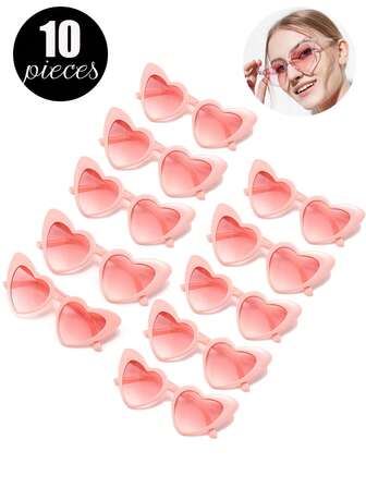 10 Piezas/8 Piezas/1 Pieza Gafas con forma de corazón de estilo retro para mujeres, gafas con forma de ojo de gato y corazón de moda para novias como regalos, fiestas de solteros, bodas, favorecidas por los equipos nupciales, accesorios de moda (con pequeños arañazos, por favor, haga el pedido con precaución)