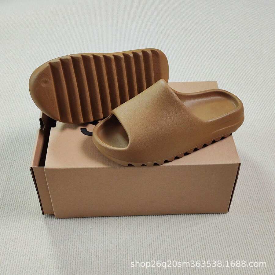 Coconut Slippers SLIDE Pure Original Summer EVA Slippers Men's Clogs Thick Sole Unisex One-Strap Slippers Couple's Cloud Cushion Feel - 軍褐磨砂-帶標 - 查看 1
