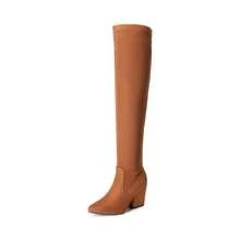 Women Pointed Toe Thigh High Over The Knee Boots Fashion Chunky Block Heel Long Boots For Autumn Winter Wearing, Casual Office Tall Boots - màu nâu - Xem 4