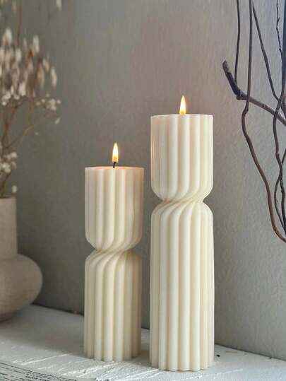 Nordic Minimalist Handmade Scented Candles, Creative Striped Solid Color Geometric Cylinder Candles, Artistic Home Decor, Birthday Wedding Holiday Gift Set, For Women/Friends/Graduation/Winter, Decorative Candles, Solid Simple White Candles, Scented Candles, Wedding Decor Christmas Decorations