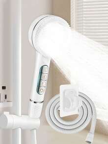 高压手持花洒套装，钢琴键式控制，镀铬表面，可调节喷淋模式，壁挂式安装，为您带来奢华的浴室体验。这款可调节花洒采用耐用塑料材质，是现代浴室的理想之选。 - 白色 - 查看 10