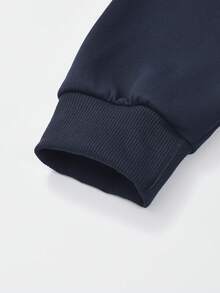 In Stock High Quality Retro American Style Graphic Oblique Shoulder Sweatshirt For Women, Loose Fit Tops, Autumn/Winter - Navy Blue - View 6