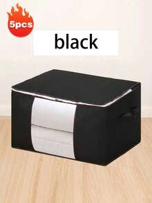 1 pièce/2 pièces/3 pièces/4 pièces/5 pièces Grands sacs de rangement, 4 paquets de bacs de rangement pour vêtements pliables, organisateurs de placard, contenants de rangement avec poignées durables en tissu épais pour couvertures, couettes, vêtements, literie 90 L, sac de rangement pour vêtements et couettes à grande capacité avec fenêtre transparente (disponible en plusieurs couleurs) - Noir - Voir 20