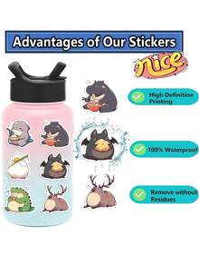 50pcs Cartoon Eat Food Fat Animals Stickers, Kawaii Water Bottle Stickers For Kids, Decorating Mobile Laptop Suitcase Notebook