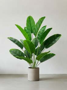 1pc Artificial Palm Tree Large Leaf Banana Leaf Fan Leaf, Suitable For Indoor/Outdoor Decor, Home, Hotel, Garden, Office, Wedding, Holiday Scenes, Floor Standing, Multi-Purpose Room Decor, Greenery Architectural Style (No Planter)