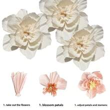 5 Stücke 12-Inch (30cm) + 10-Inch (25cm) weiße Papierblumen künstliche 3D Wanddekoration für Hochzeit, Geburtstag, Bridal-Shower, Geburtstagsparty, Fotohintergrund, Bogen Dekoration