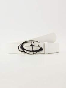 1 件新款腰带，复古美式时尚银扣，黑色个性化 Ins 亚文化黑色裤子腰带，