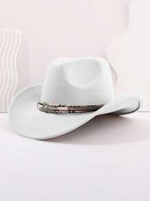 1 Unisex Western Cowboy Hat Imitation Wool Solid Color Cowboy Hat, American Soft Tweed Outdoor Wide-Brimmed Cowboy Hat, Suitable For Festival Parties And Outings.