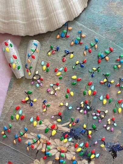 1 Peça Adesivos de Arte de Unhas, Design Fino Relevo, Papai Noel, Rena, Floco de Neve, Sino, Guirlanda, Adesivos de Árvore de Natal para Feriados. Aplique nas Unhas e Depois Cubra com Esmalte Transparente ou Selante para uma Manicure Bonita e Duradoura.