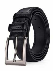 男士皮带 - 经典黑色，商务休闲风格，合金扣，适合工作和休闲场合 - 送给爸爸或丈夫的完美礼物，单叉扣，正式皮带，秋季、万圣节秋冬季配饰，适合青少年、青年、男士，休闲、户外、运动、度假、毕业礼物、生日礼物、日常穿着