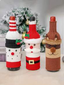 1PC Christmas Wine Bottle Set, Festive Champagne And Red Wine Creative Drinkingware, Hotel Tableware, Restaurant, Holiday Decoration Items Home Decor Christmas Decorations Room Decor
