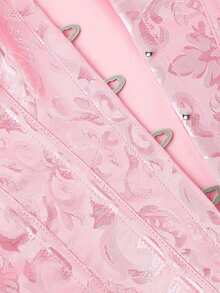 Damen Jacquard Geraffter Taille Spitze Träger Korsett Top mit Off-Shoulder Ausschnitt, geeignet für Silvester Party, Valentinstag