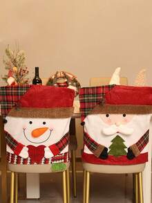 1件装圣诞椅套，可爱卡通雪人圣诞老人麋鹿圣诞假日派对椅背套，厨房餐椅套套装，适用于节日派对装饰、家居装饰、圣诞装饰、房间装饰、冬季圣诞装饰、家居圣诞礼物、圣诞装饰