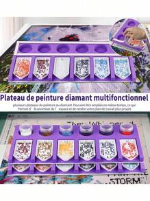 6-Fach Tablett Diamant-Malerei Zubehör Palette Finisher, lila EVA-Schaum Multi-Versand Palette Ständer für Diamant-Malerei Set, Diamant-Kunst Zubehör und Werkzeuge, Diamant-Malerei Aufbewahrungsbehälter für Strass (mit doppelseitigem Klebeband)