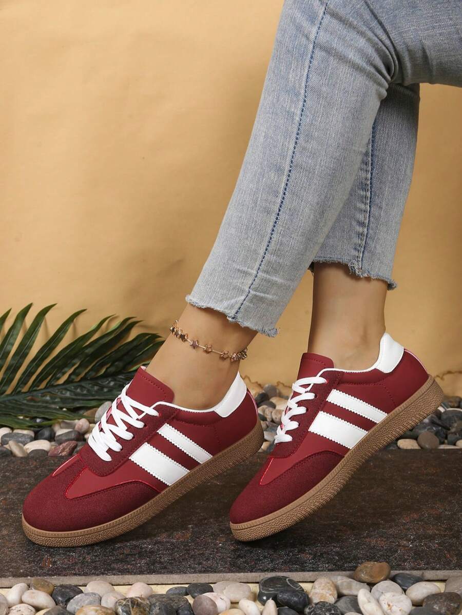 1 Pair Women's Casual Sneakers, Soft Bottom Lace-Up Low-Top Breathable Air Cushion Soft Bottom Running Shoes, Casual Sports Shoes, Flat Shoes