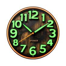 1个2D平面夜光金属钟表牌，绿色数字，复古风格，8英寸圆形墙面装饰，适用于家居、大堂、咖啡馆、酒吧、卧室、露台、房间等场所，不含支架，易于悬挂，并非真正的钟表