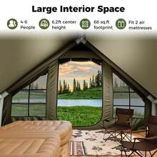 Lifezeal Costway 4-6 People Inflatable Tent With 4 Mesh Screen Windows 2 Doors Skylight Carrying Bag - 綠色 - 查看 2