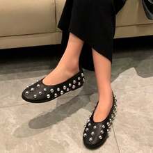 Zapatos planos con lentejuelas de alta gama y cómodos para mujer ADAMUMU, lindos para uso diario, otoño/invierno y vacaciones, Bailarinas de mujer - Negro - Ver 2
