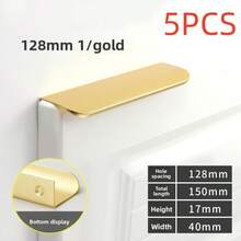 5/10 件免钻铝合金隐藏式橱柜把手 - 光滑拱形设计，哑光饰面，适用于衣柜和抽屉拉手