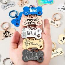 Custom Silent Dog Tag -Dog Tag, Personalized Dog Tag, Dog Tag For Dogs, Slide On Pet ID Tag, Dog Name Tag, Tags For Dogs And Cats, Beautiful Memory Gifts For Dad On Father's Day Ornamental Stylish, Fashion, Colorful, Vintage, Cute, Contracted, Cuties Custom, Unique, Customized, Personalized Pet For Anniversaries, For Birthdays,Pet Supplies,2025 Halloween Accessories,Personalised Cat Dog Puppy Pet ID Name Pendants - Multicolor - View 9