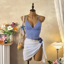 Bellisia Tankini listrado feminino para férias na praia no verão