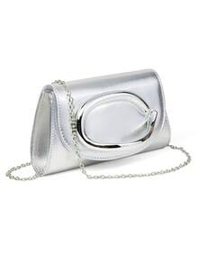 1 Stück silberne Palmen-Muster Damen Abendtasche, modisch und elegant, geeignet für Hochzeit/Party/Abschlussball/Bankett