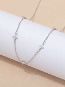 1 件女士时尚花卉项链，适合日常佩戴 - 銀色 - 查看 5