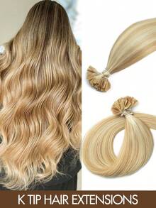 50pcs/Set Pre-Bonded K-Type Hair Extensions, Real Human Hair, Straight, 30g/Pc, U-Tip Extensions Suitable For All, Keratin Fusion High Quality Real Human Hair Machine Weft, Remy Nail U Tip Hair Extensions, Ombre Effect, No Glue Needed, Ready To Wear, Suitable For Holidays, Parties, School, Brides, Gifts - Multicolor - View 36