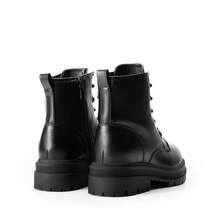 Wide Fit Lace-Up Combat Boots Ankle Booties For Women - màu đen - Xem 7