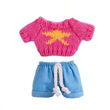 Ropa de muñeca de 17 cm, compatible con Labubu, 1 set de decoración - Conjunto de suéter y pantalones de moda, adecuado para muñecas de 17 cm, accesorios lindos de BuLabu, para jugar y exhibir (zapatos y muñecas no incluidos)