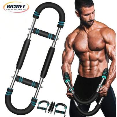 Arm Trainer 60-130LBS Barra de entrenamiento de fuerza de resorte ajustable para antebrazos Tríceps y aductores Portátil Equipo de fitness en el hogar