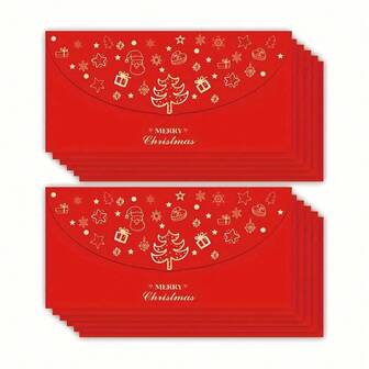 10/20pcs Gift Envelopes, Christmas Cash/Money Envelopes, Gold Foil Designed Party/Holiday/New Year/Family/Friend Money Envelopes, Red Packets, Suitable For Chinese New Year Decoration, Gifting Red Envelopes And Unique Collectibles