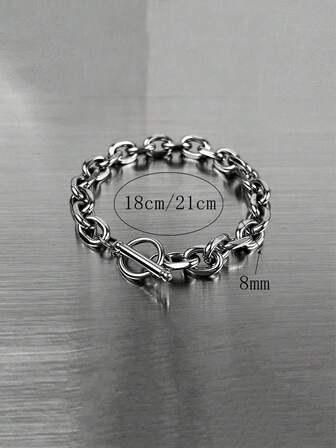 1pc 18cm Stainless Steel Thick Chain OT Clasp Bracelet Suitable For Men