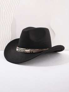 1 Unisex Western Cowboy Hat Imitation Wool Solid Color Cowboy Hat, American Soft Tweed Outdoor Wide-Brimmed Cowboy Hat, Suitable For Festival Parties And Outings.