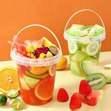 34 Ounce Large Reusable Plastic Cups With LIDS And Straws Drink Cups Suitable For Iced Beverages, Fruits, And Ice Buckets - Ideal For Parties, Festivals, And Daily Use (5/10 Sets) - trong suốt - Xem 8