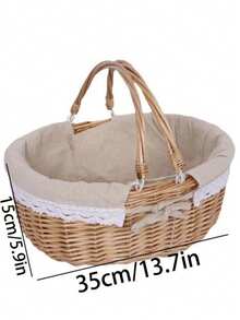 1pc Picnic Basket, Outdoor Picnic BasketSpring Outing Essential Storage Basket,Double Handle Picnic Basket, Snack FruitStorage Basket, Used For Living RoomDesktop Storage,Bedroom DecorationStorage,Classroom Office Storage, KitchenVegetable Food Storage, Tableware Storage - Multicolor - View 10