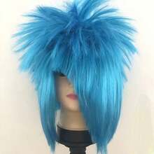 1pc Unisex Adult Party Wig - Straight Hair, 100% Density, Closed Network Cap, Vibrant Color Explosion Design For Performance And Cosplay - Multicolor - View 8
