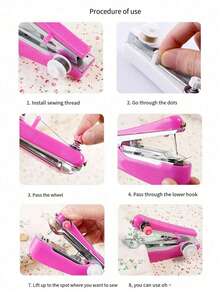 1 Random Color Mini Handheld Sewing Machine, Mini Portable Sewing Tool, Cordless Electric Sewing Small Tool, For Quick Repair Of Fabrics, Clothes, DIY Craft Projects. Handheld Sewing Machine, Easy For Beginners, Adults, Travelers - Multicolor - View 7