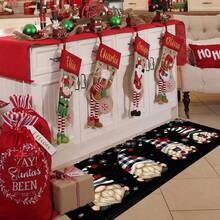 1 Stück Weihnachts-Zwerg-Weihnachtsmann Fußmatte/Küchenmatte/Badteppich, Kunstwoll-TPR-Bodenmaterial, nur Handwäsche, saisonale Heimdekoration, süße ästhetische Raumdekoration - FYR-118 - Übersicht 8