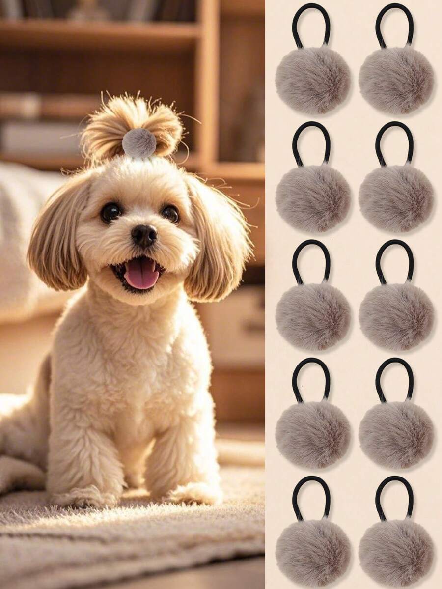 2/10 Stücke süße Plüsch Haargummis, Haraccessoires für Katzen und Hunde, fröhliches Welpen Zubehör