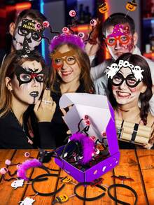 10Pcs Halloween Novelty Letter Ghost Spooky Little Devil Glasses Set, Funky Adjustable Eyewear With Playful Alphabet Ghost Charms, Cosplay Accessories For Halloween Parties Costume Contest Trick Or Treat, Perfect For Spooky Photo Booths Themed Events Festive Gatherings, Great Gift For Friends Family Colleagues Who Love Unique Fashion, Home Decor Room Decor Halloween Decor