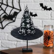 Halloween Witch Hat For Adult Creative Mesh Skull/Star/Bat Wicked Hat For Cosplay Party - Silver - View 3