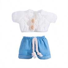 Ropa de muñeca de 17 cm, compatible con Labubu, 1 set de decoración - Conjunto de suéter y pantalones de moda, adecuado para muñecas de 17 cm, accesorios lindos de BuLabu, para jugar y exhibir (zapatos y muñecas no incluidos)