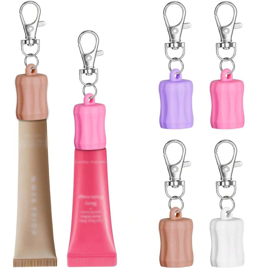 1 件/2 件/ Summer Friday 唇彩夹钥匙扣，口红钥匙扣套，便携式金属夹唇彩夹钥匙扣，适用于 LANGIGE、Aquaphor、Bubbles 唇膏和旅行必备通用口红盒。适合作为节日礼物送给家人和朋友（直径 2.2 厘米）。包，化妆包，洗漱包，桌面收纳包，化妆包，化妆袋，梳妆配件，化妆包，化妆包，珠宝盒，收纳包，化妆刷架，刷架，香水收纳包，收纳袋