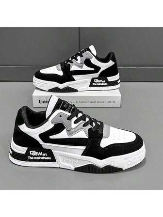 Men's Colorblock Skateboard Shoes, Comfortable Non-Slip Thick Sole Casual Sports Sneakers, Suitable For Outdoor Activities