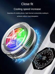 1pc Black Magnetic RGB Light Phone Cooler, Ice Crystal Fan, Semiconductor Cooling Radiator, Phone/Tablet Cooling Gaming Heat Sink, 2-Speed Adjustable; Carrying Pouch Included - Multicolor - View 9