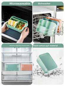 1pc 1550ml Lunch Box, Large Capacity Bento Box With 7 Compartments (Double-Layer Design), Lunch Food Container With Cutlery, Sauce Jar, Microwave & Dishwasher Friendly, Suitable For Adult Men And Women, School, Camping, Food Storage, Restaurants, Back To School Gifts, Kitchen, Christmas Gifts - Multicolor - View 7