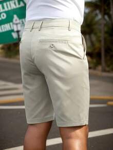 Quần short chơi golf thời trang nam, quần short Bermuda đa năng, bền, thoáng khí, quần short nam màu trơn - Màu be - Xem 8