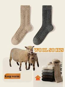 1/2/3/6 双装女士中筒袜，适合秋冬季节，可爱圆点图案，保暖舒适，可搭配靴子，厚羊毛袜，舒适袜